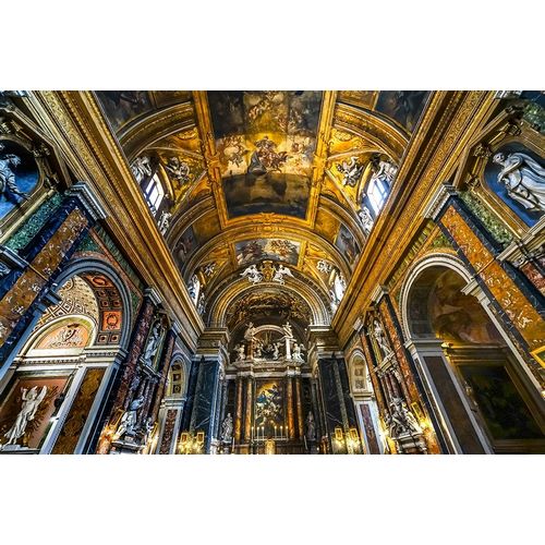 Altar Statues frescoes-Basilica Jesus and Mary Gesu e Maria Church-Rome-Italy